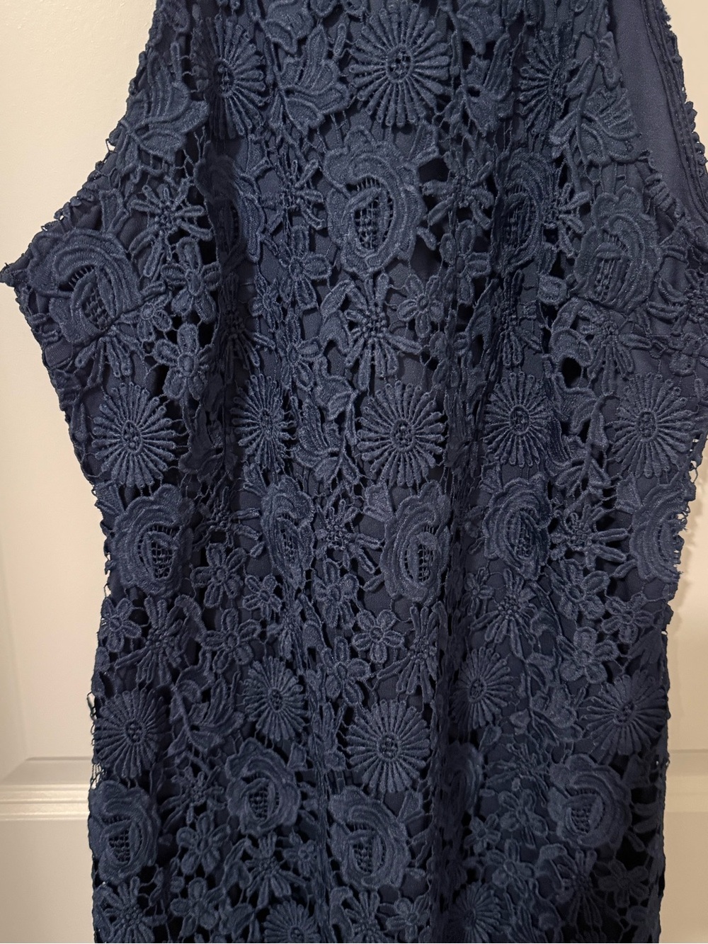 Lulus Navy Blue Floral Lace Halter Dress Sleeveless Back Zipper Women Large - Picture 3 of 6